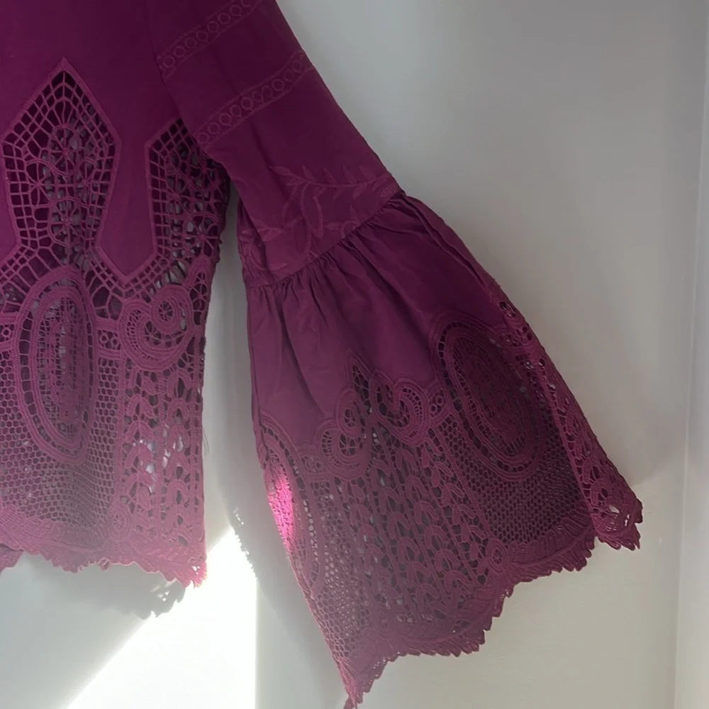 EUC Anthropologie Chloe Oliver Laser Cut Embroidered Top XS​​​​​